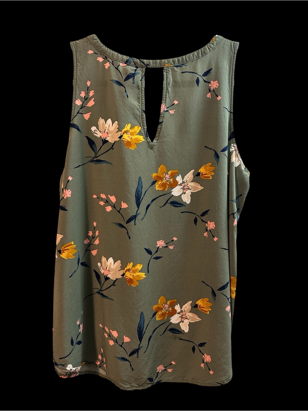Old Navy Olive Green Floral Sleeveless Keyhole Cami - Picture 3 of 7
